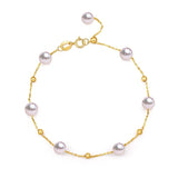 18k Gold Star Pearl Bracelet - Dazpy