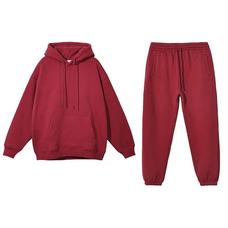 Conjunto acogedor de sudadera con capucha y pantalones deportivos de polar