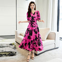 V-Neck Floral-Print Short-Sleeve Dress