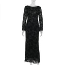 Vestido negro con espalda descubierta y cordones para mujer
