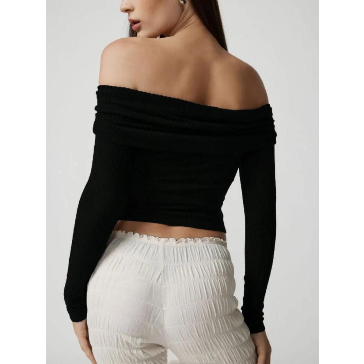 Eleganter Off-Shoulder Strickpullover