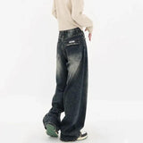 Jeans mit hoher Taille und weitem Bein im Harajuku-Retro-Stil