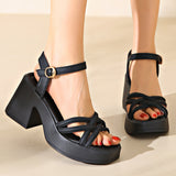 Modische klobige High Heel-Sandalen für Damen