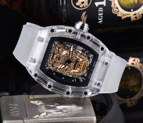 Dunhuang Popular Men's Business Watch Ghost Punk Diamond Transparent Case - Dazpy