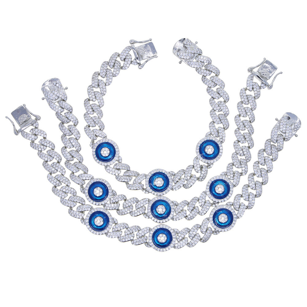 Blue Eyes Zircon Cuban Bracelet Inlaid With Zircon Jewelry - Dazpy