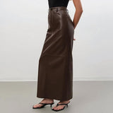 Elegant Ankle-Length Faux Leather Skirt for Women