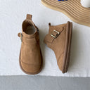Botines retro de tacón grueso y punta redonda para mujer