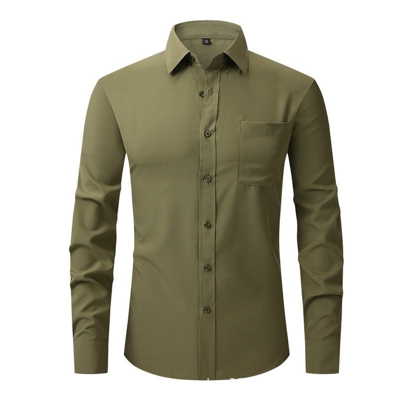 Commute Minimalist Business Professional Non-ironing Stretch Shirt Long Sleeve Men's High Sense