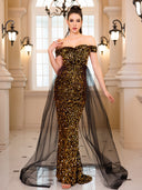 Women's Off-Shoulder Fishtail Long Evening Dress
