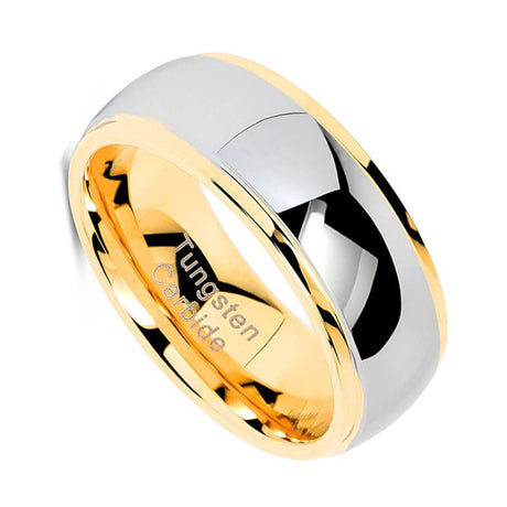 Fashion Tungsten Steel Ring Curved Line Gold - Dazpy