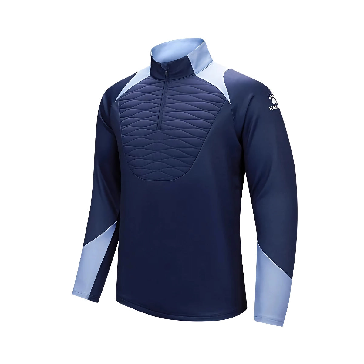 Suéter deportivo acolchado con media cremallera para hombre: suéter de entrenamiento con colores en contraste