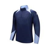 Men's Half-Zip Quilted Sports Pullover – Contrast Color Training Sweater