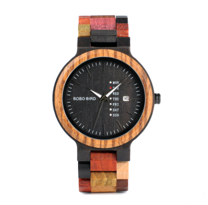 Casual wooden watch men's watch week calendar garden unique quartz watch - Dazpy