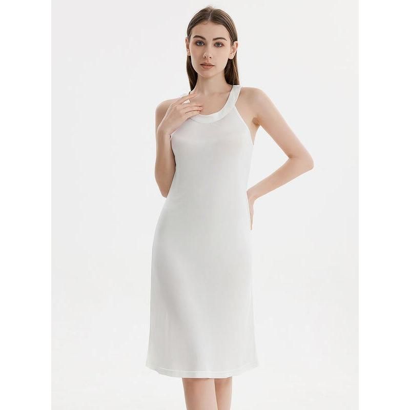 Elegant Silk Blend Halterneck Midi Dress