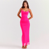 Elegant Mesh Sleeveless Maxi Dress