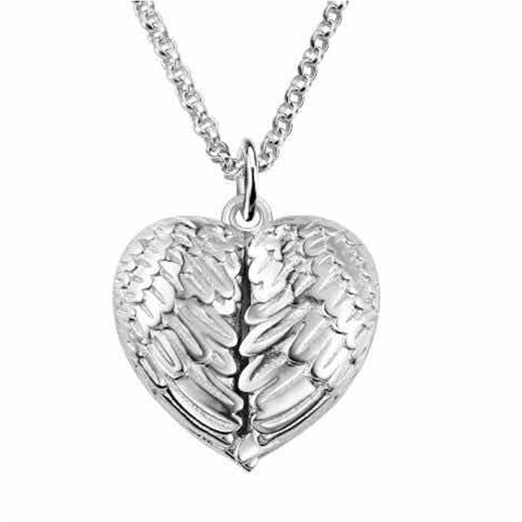 Angel Wings Sterling Silver Photo Pendant Necklace - Dazpy