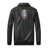 Men's Lapel Embroidery Craft Casual Leather Jacket