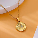 Gold Plated Stainless Steel Star Disc Pendant Necklace