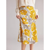 100% Real Silk Floral A-Line Skirt