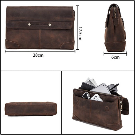 Retro Multifunctional Crazy Horse Leather Men's Clutch - Dazpy