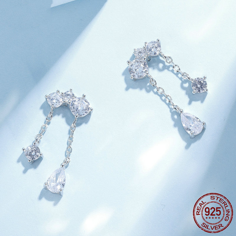 S925 Silver Drop Zircon Delicate Sparkle Earrings - Dazpy