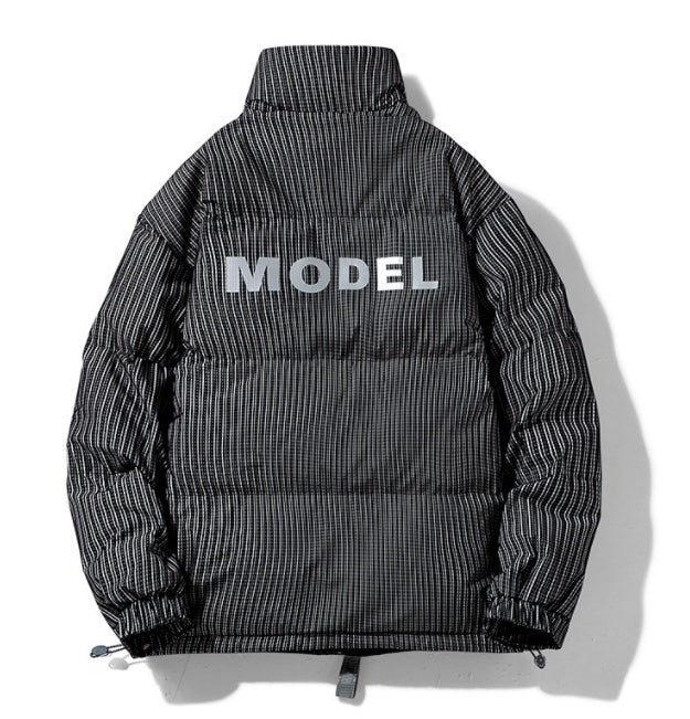 Striped Men's Loose Down Jacket