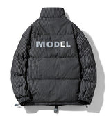 Striped Men's Loose Down Jacket