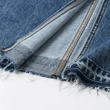 Jeansrock mit hoher Taille und offenen, geteilten Taschen