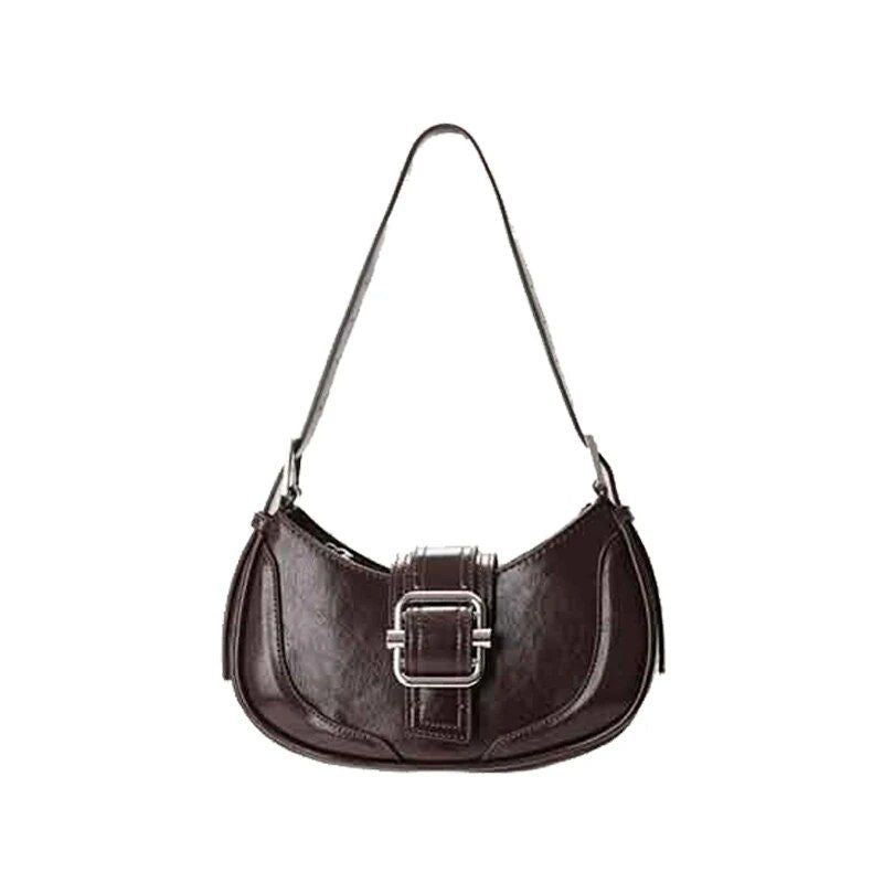 Chic Leather Half Moon Shoulder Hobo Bag