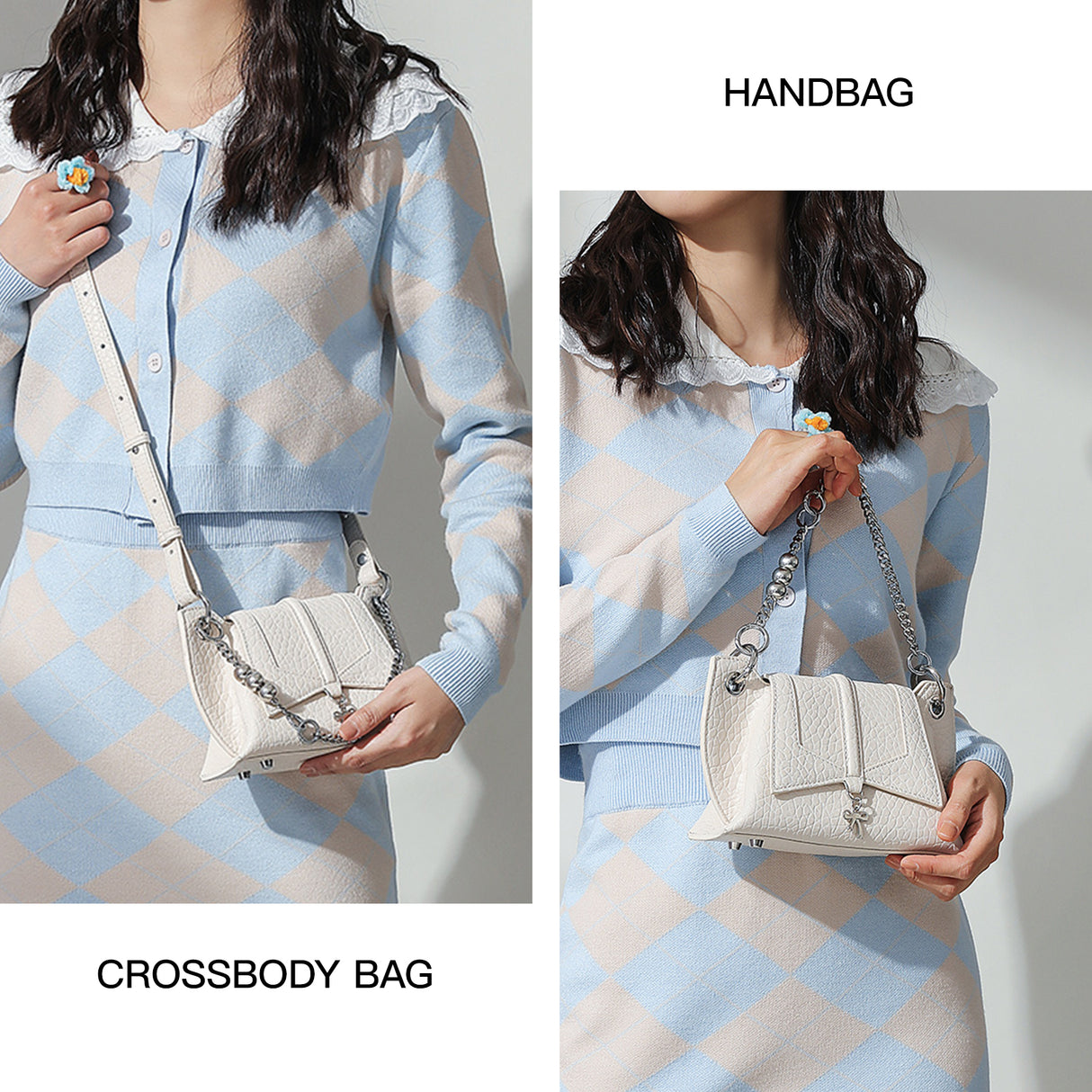 High-End Texture White Butterfly Wing Shoulder Crossbody Bag