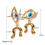 18K Gold Plated Stainless Steel Asymmetrical Devil's Eye Earrings