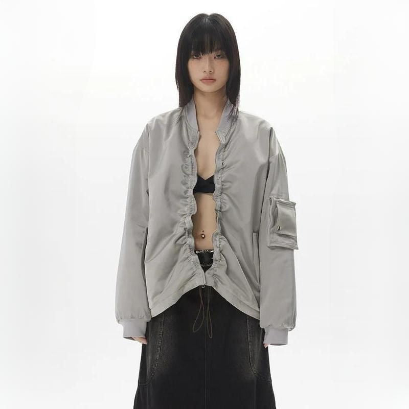 Women's Pleated Zipper Cotton Jacket