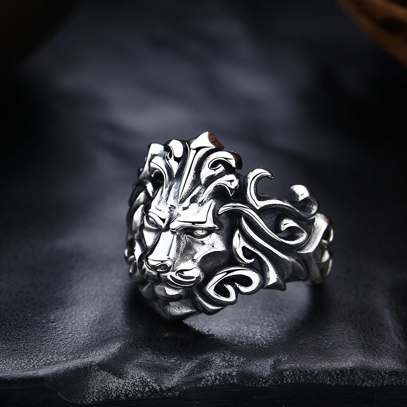 Aggressive Lion Head Vintage Fashion Ring - Dazpy