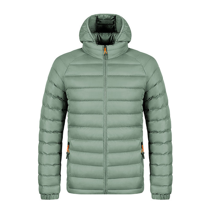 Leichter Wintermantel mit Kapuze und Taschen, modisch, warm, tragbar, mit Reißverschluss, für Herren, Kleidung in Volltonfarbe, Oberbekleidung, Oberteile