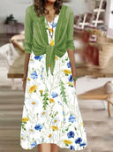 Conjunto de top estampado y vestido largo para mujer