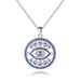 Silver Pendant Necklace Blue Eyes Devil Eyes - Dazpy