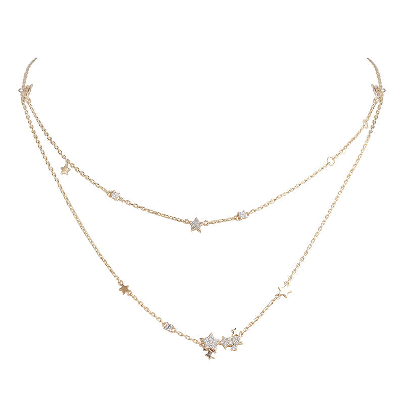 Silver Gilded Zircon Shiny Necklace - Dazpy