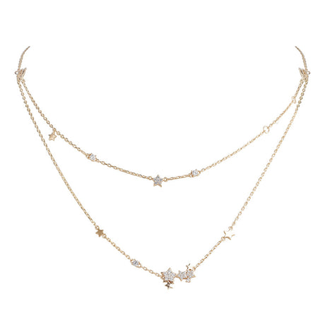 Silver Gilded Zircon Shiny Necklace - Dazpy