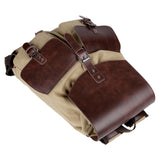 Canvas With Crazy Horse Leather Men's Backpack - Dazpy