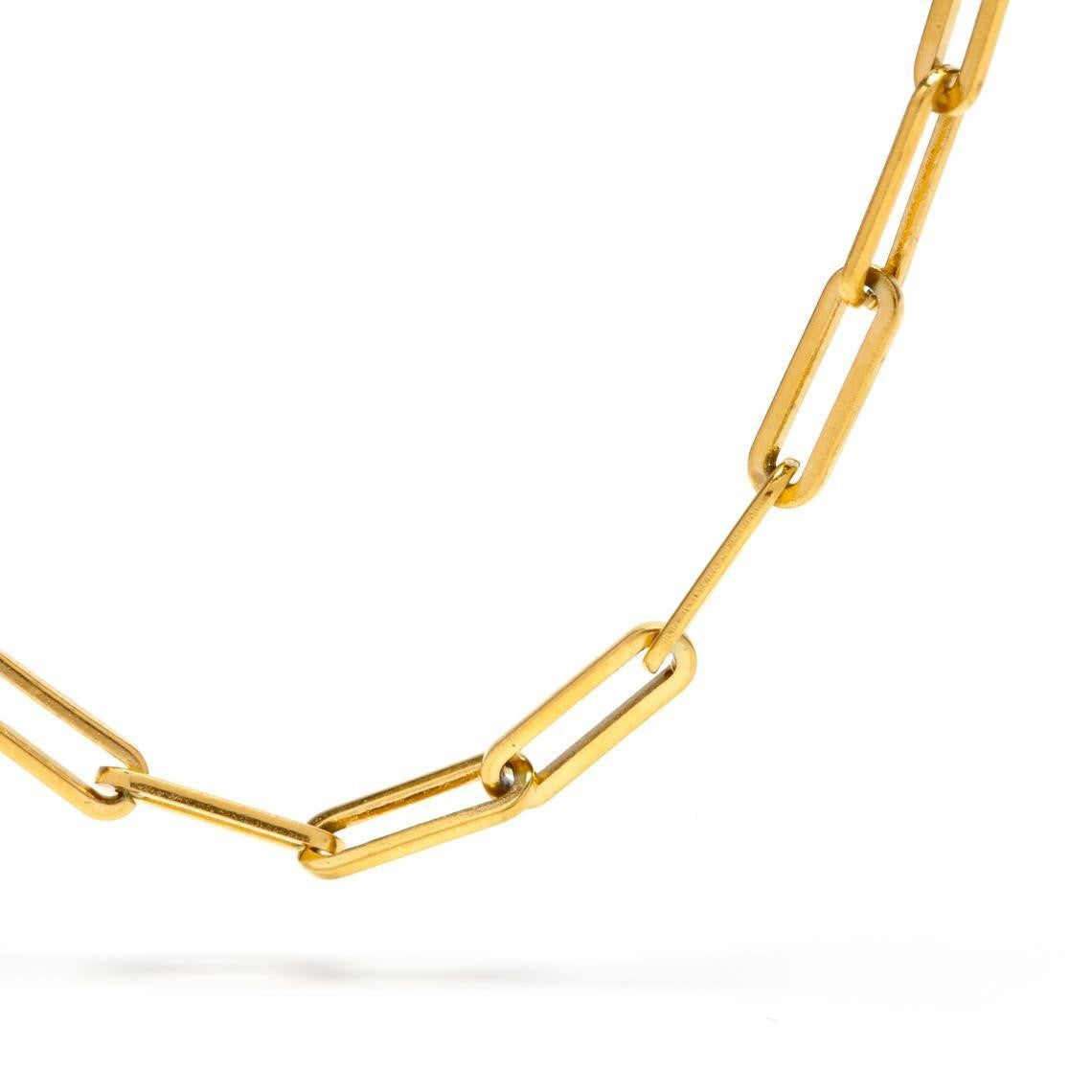 Hot Paperclip Link Chain Women Necklace Stainless Steel Gold - Dazpy