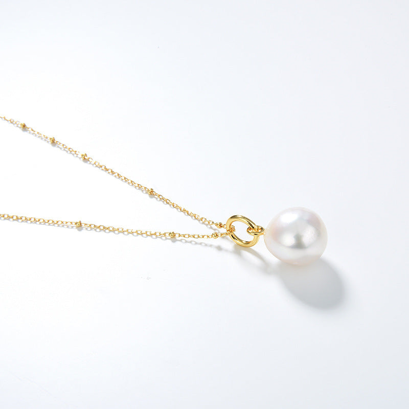 Simple Commuter Design Natural Baroque Pearl S925 Silver Plated Small Necklace Female - Dazpy