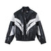 Men's Stand Collar Shoulder Pad Leather Coat