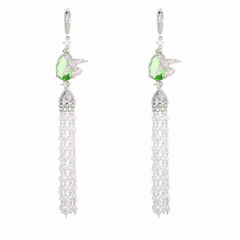 Pearl Tassel Long Earrings Female - Dazpy