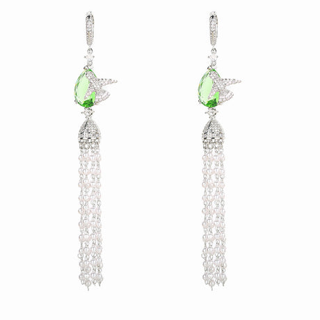 Pearl Tassel Long Earrings Female - Dazpy