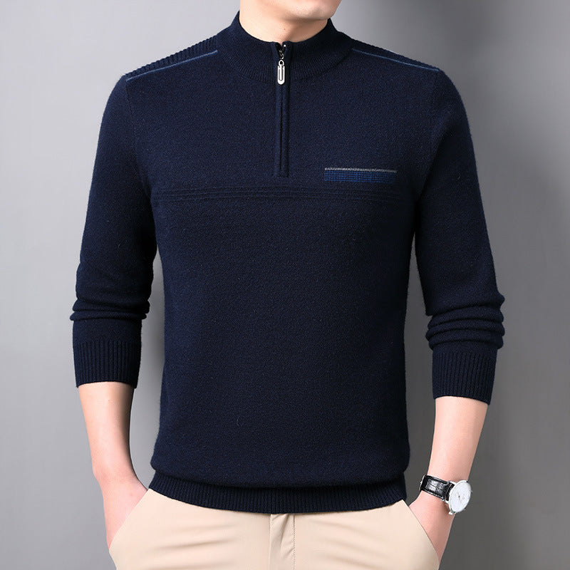 Men's Half-turtleneck Zipper Sweater For Middle-aged And Elderly People