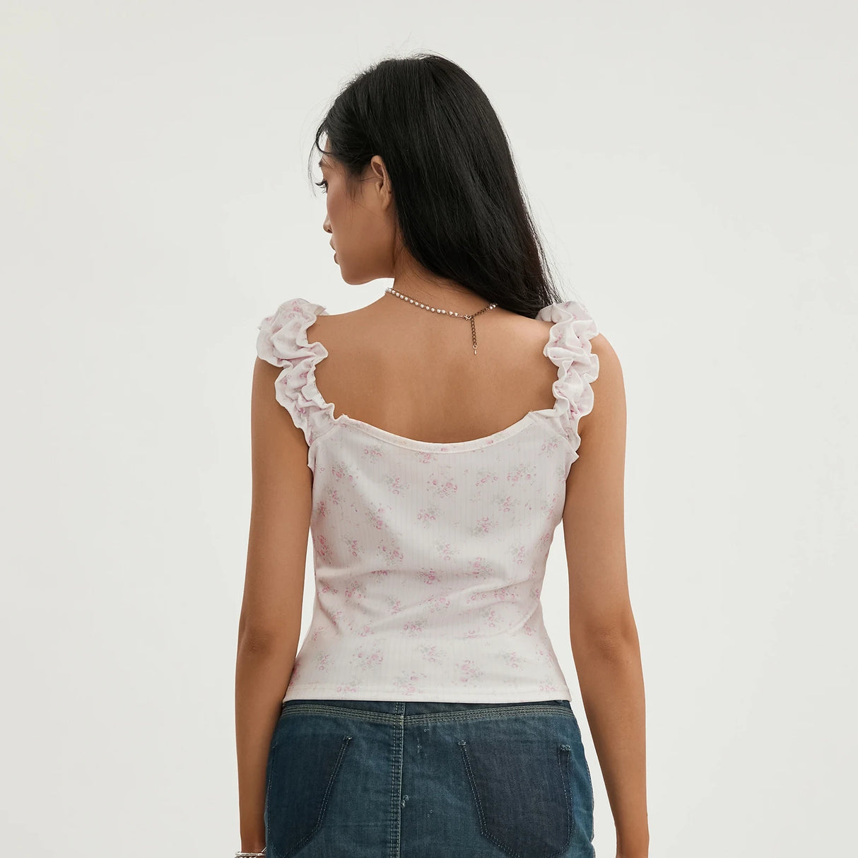 Top corto de patchwork de encaje grunge de hadas