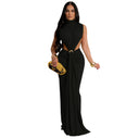 Vestido largo plisado sin mangas con abertura lateral