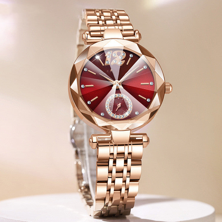 Women's Fashionable Multi-pronged Gradient Glass With Diamond Face Watch - Dazpy