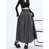 Elegant Autumn Ankle-Length Pleated Maxi Skirt