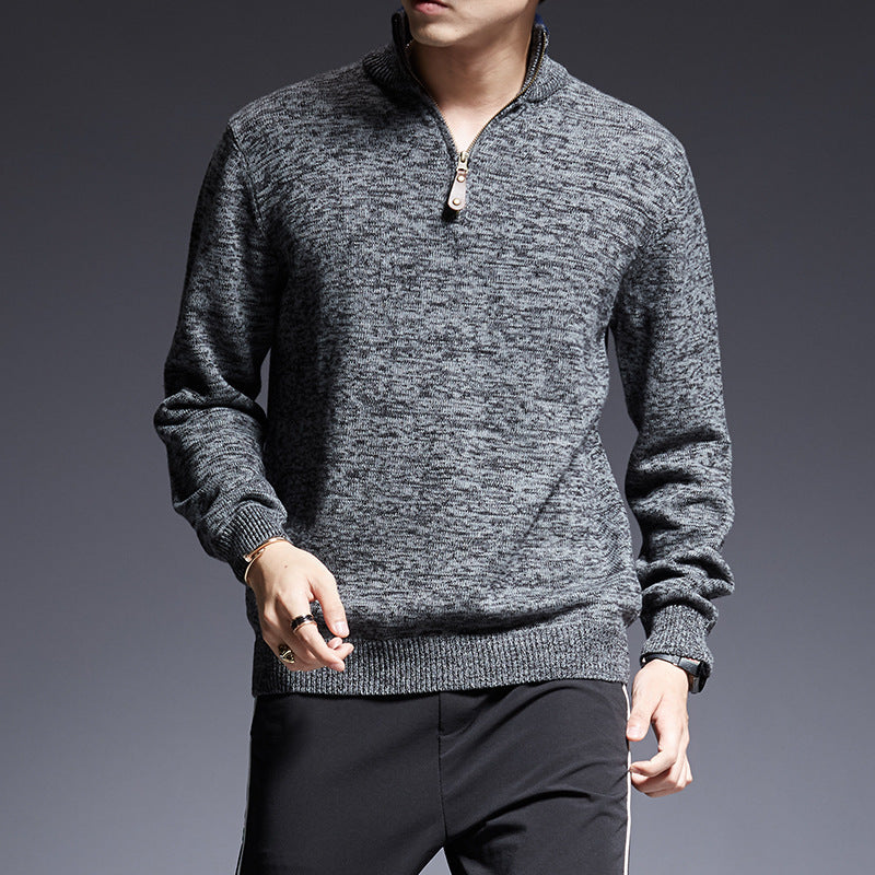 Zipper Stand-up Collar Fashion Sweater Men's Sweater Bottoming Shirt